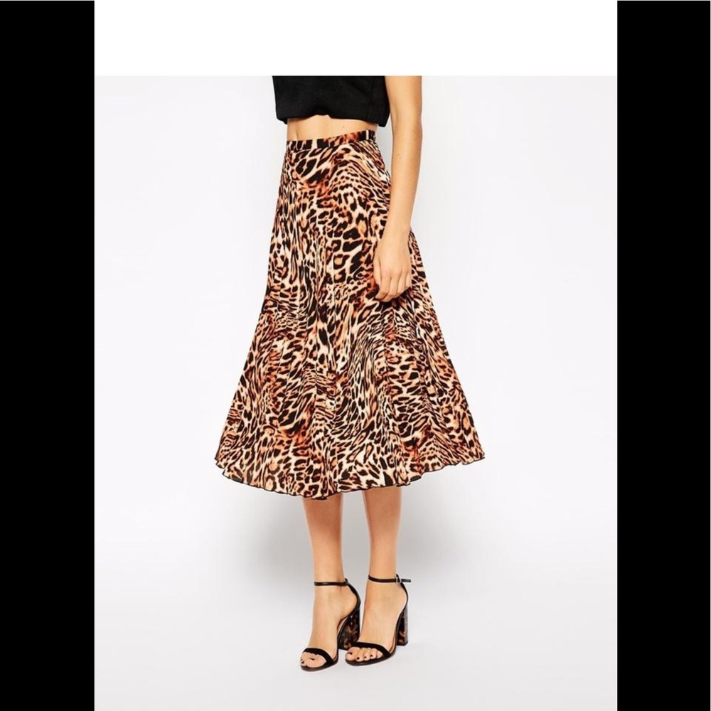 ASOS leopard pleated skirt